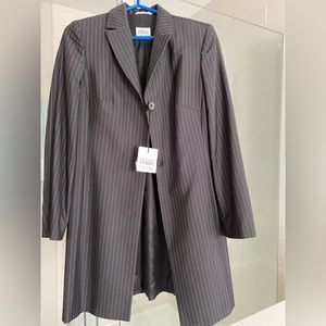 Charcoal pin striped spring coat.